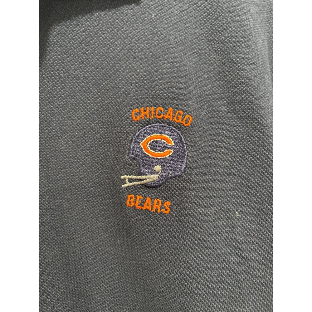 Chicago Bears Logo 7 NFL Polo Shirt Mens Navy Blue Large 80s Vintage Helmet